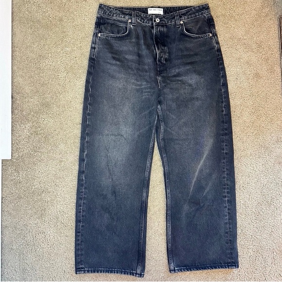 NWOT Free People We The Free Deep Trance Dropped Boyfriend Barrel Jean Black 31L - Picture 1 of 14